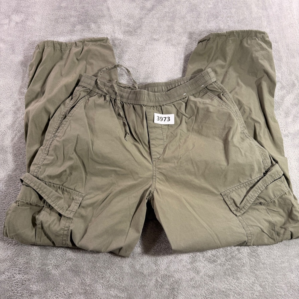 Uniqlo Cargo Pants Women M Olive Green Relaxed Wide Leg Drawstring 221-456106